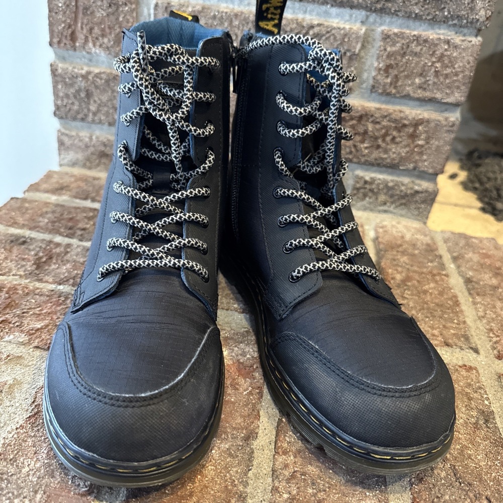 Doc Martens Dr Martens Combat Boots Shoes Combs Cap Y M 6 Women's 7 Black Canvas